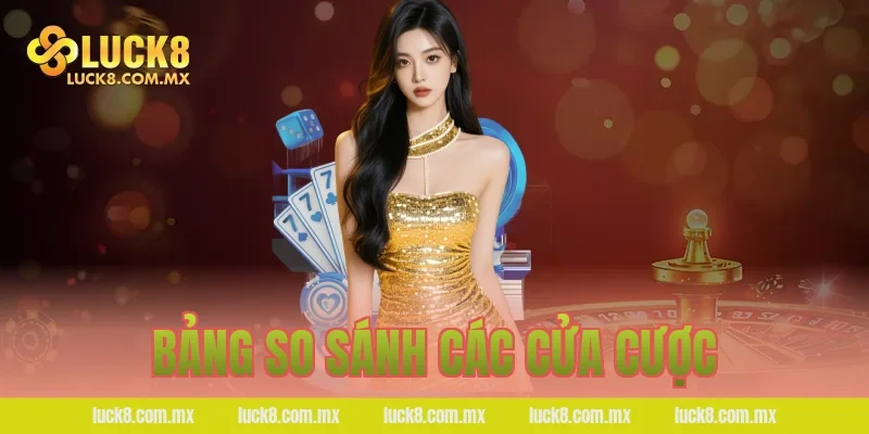 Bảng so sánh các cửa cược 